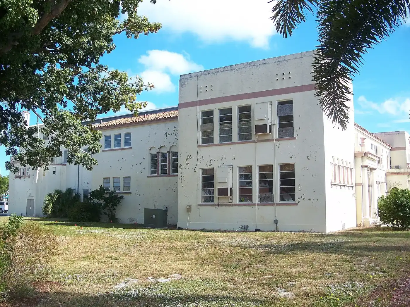 The historic Boynton High School building on East Ocean Avenue, beside the Fall Festival grounds at Centennial Park.