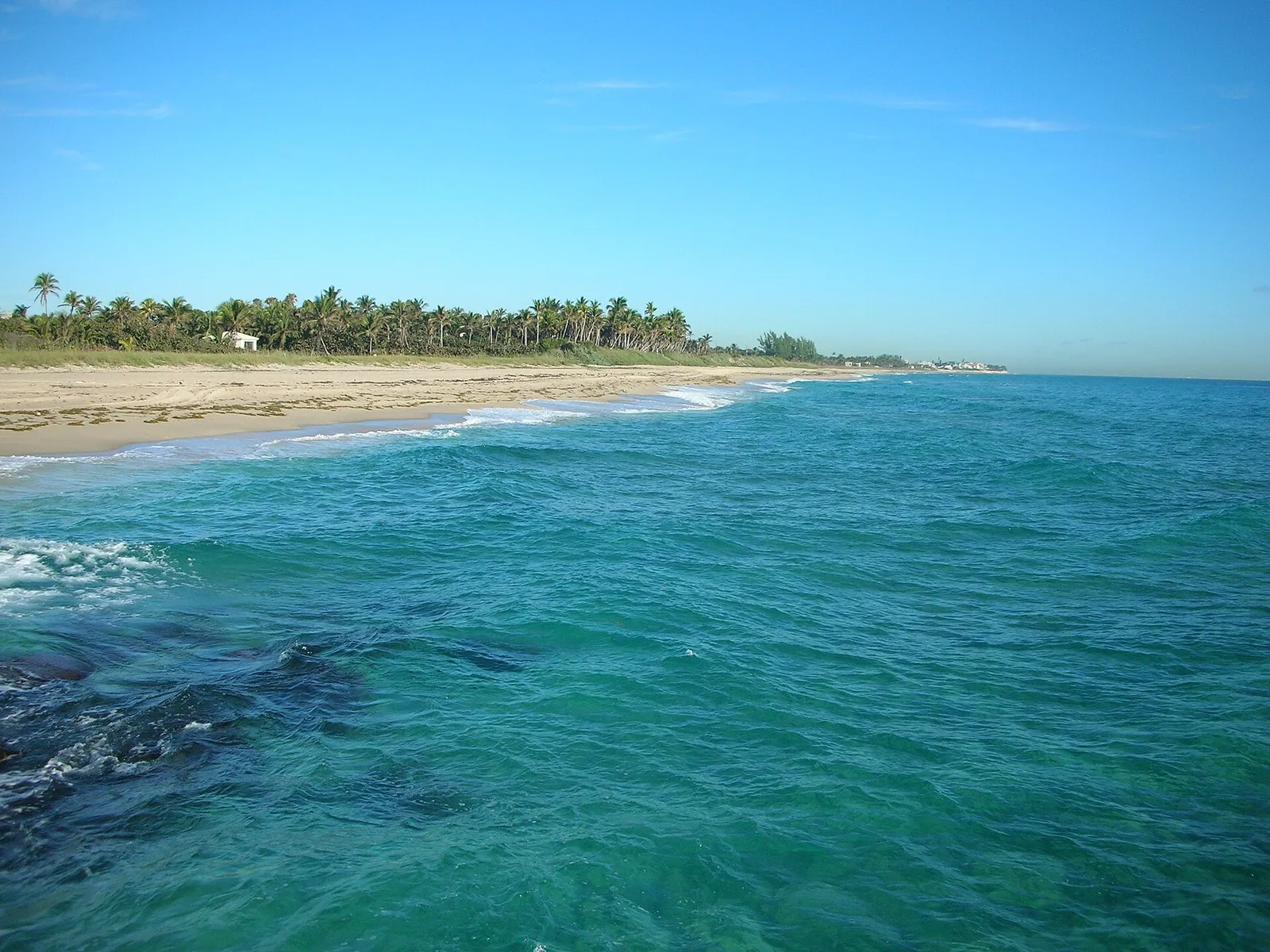 Waves break at the Boynton Inlet, which connects the Intracoastal Waterway to the Atlantic Ocean.