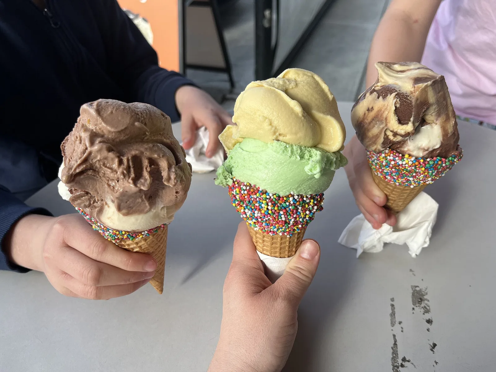 Ice cream in cones. The photo was not taken at a Boynton Beach shop.