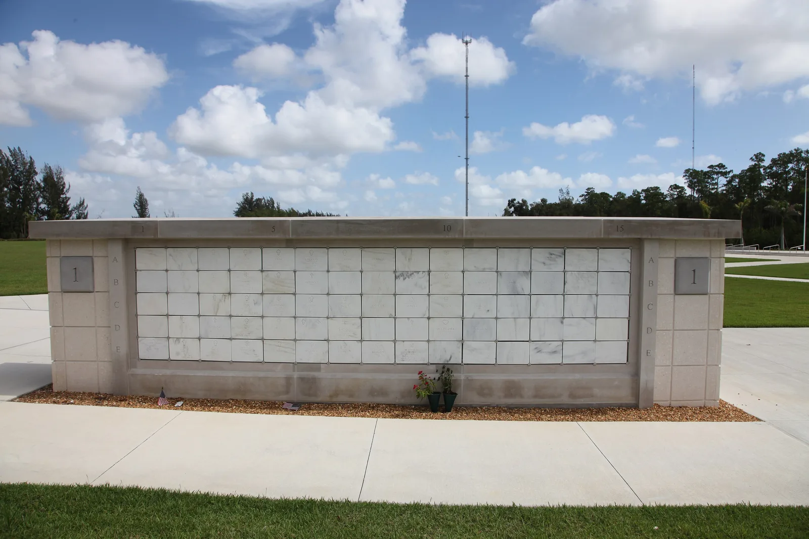 Memorial markers at South Florida National Cemetery, west of Boynton Beach, for veterans lost in the 1935 Labor Day Hurricane.