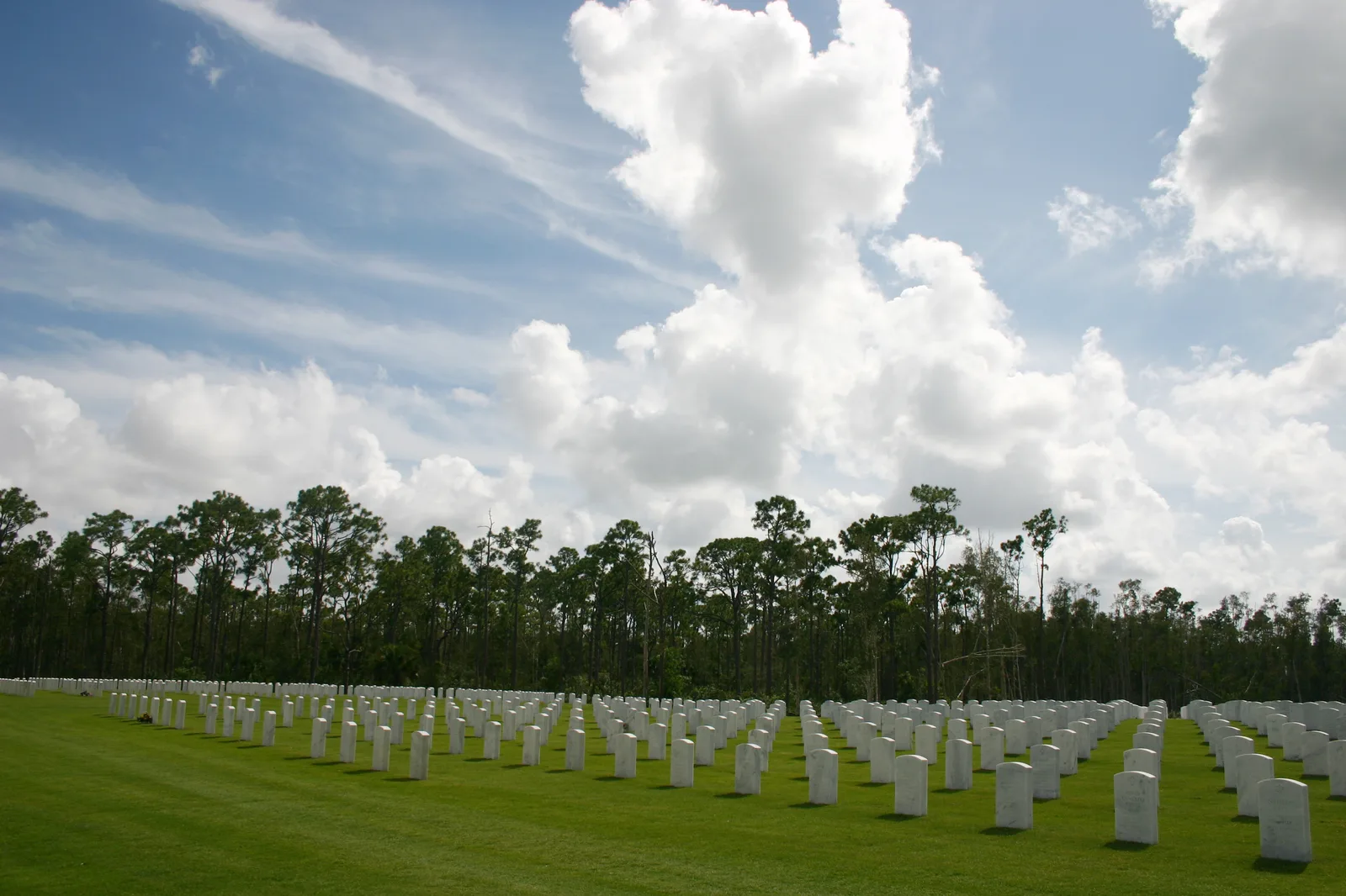Rows of headstones at South Florida National Cemetery on State Road 7, west of Boynton Beach.