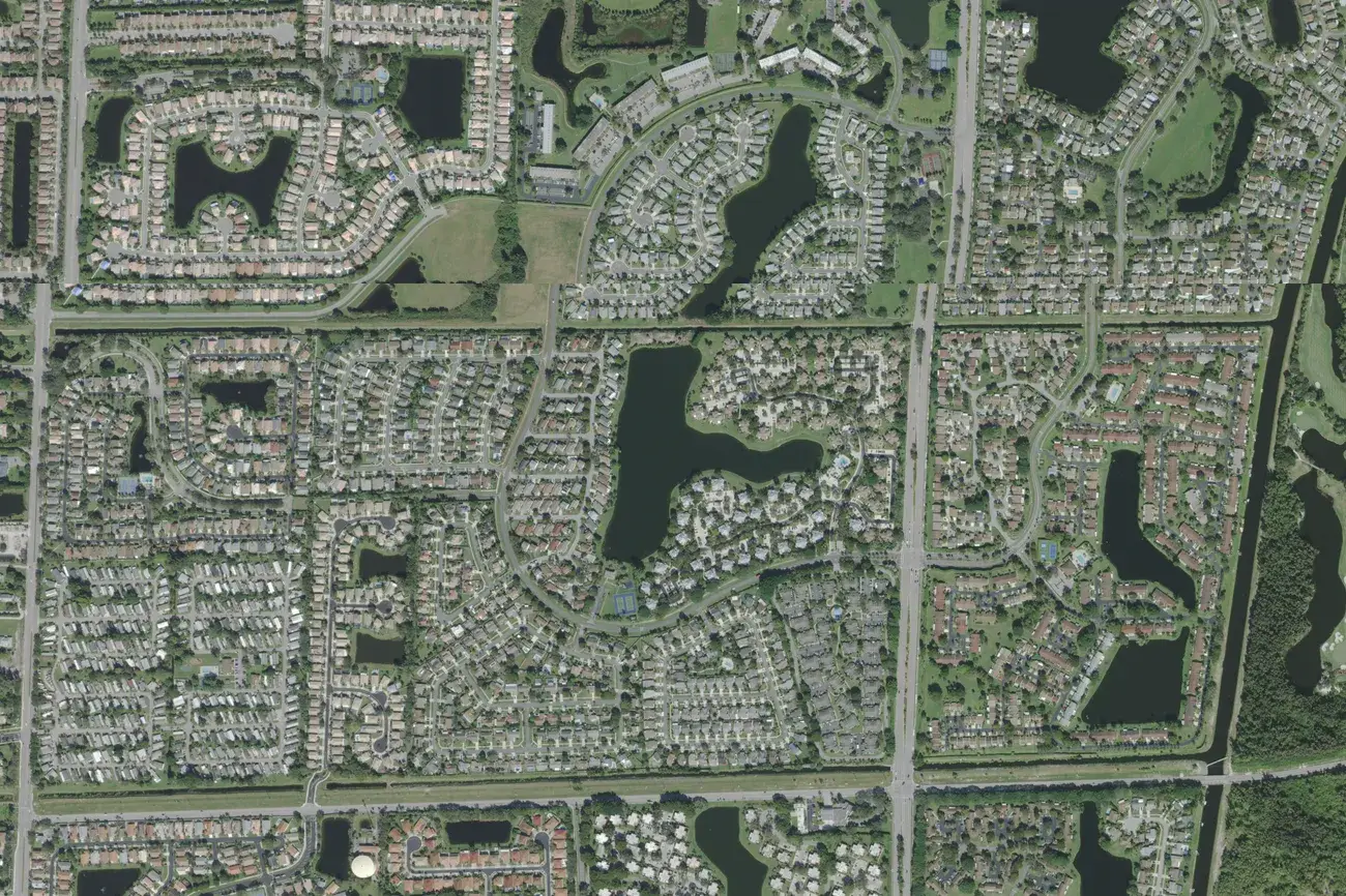 The Meadows, west of Congress Avenue and north of Miner Road, with its lakes and Meadows Park, in a USDA aerial photograph from the 2021 Florida survey